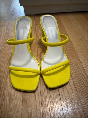 Dolce Vita Yellow Two-Strap Slide Heels